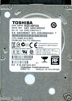 TOSHIBA 500GB MQ01ABF050  AAH AA00/AM002C 