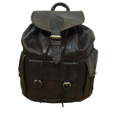 Berber Leder Larache großer Rucksack Backpack dunkelbraun marokkanisch Handarbeit Tasche