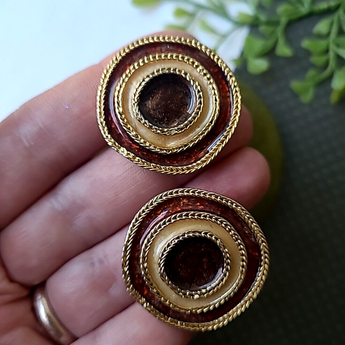 Vintage Unmarked Avon Gold Tone Enameled Earrings Clip On eBay