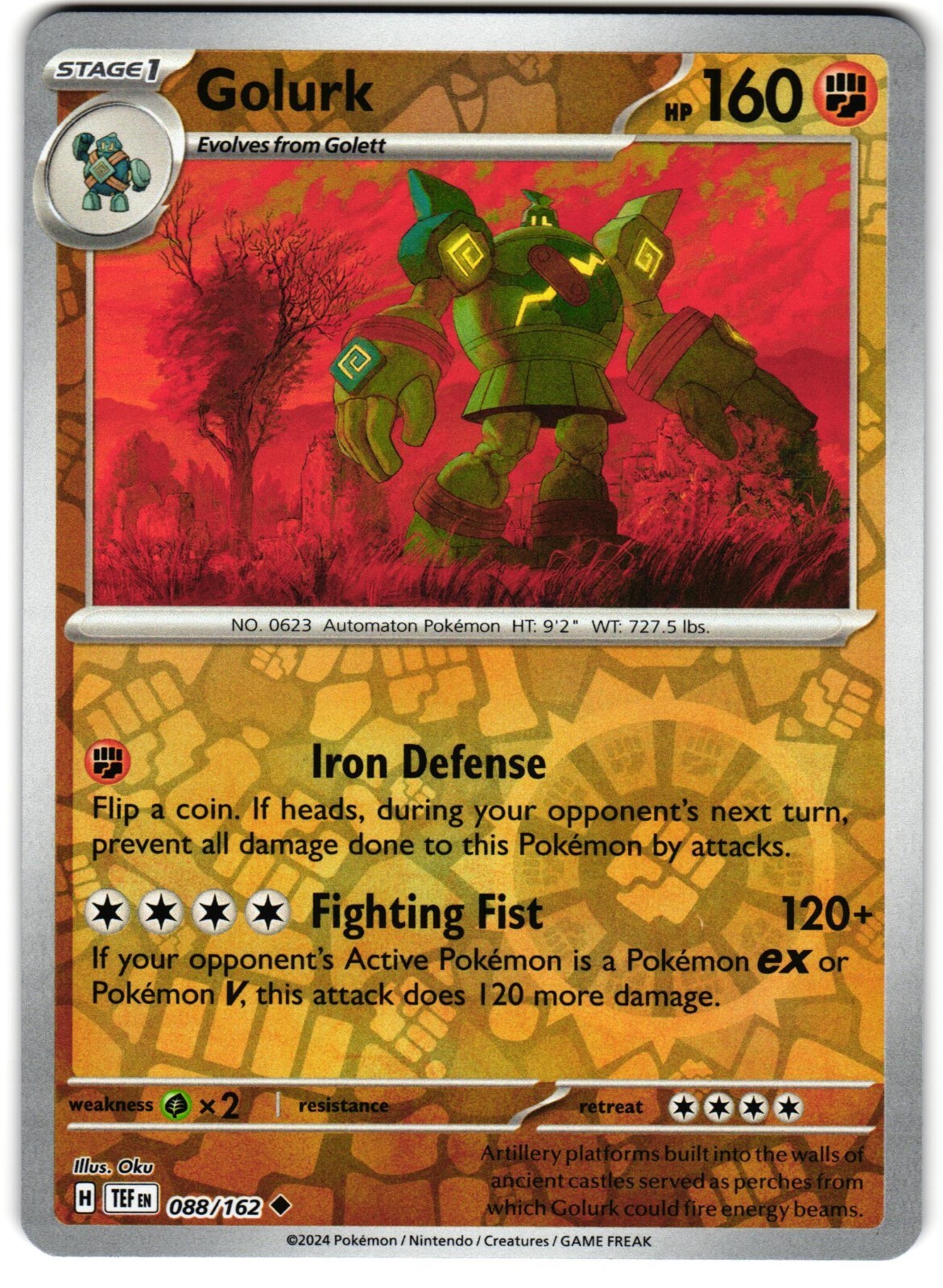 Golurk Reverse Holo 88/162 Pokemon SV: Temporal Forces