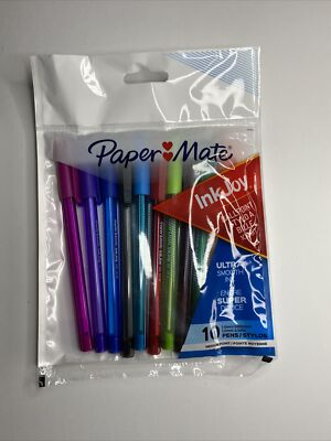 Paper Mate Inkjoy 100 Ball Point Style Pen- Multicolored 10 Pck Medium 1.0 Pens