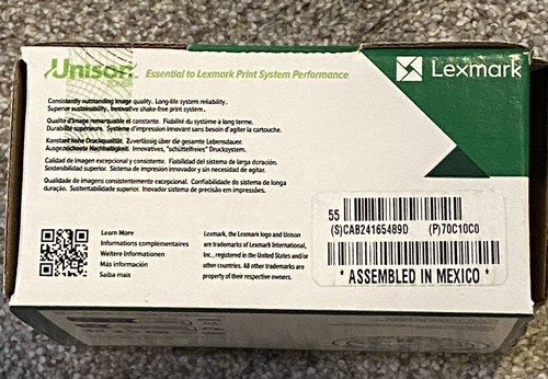 Lexmark Cyan 70C10C0 CS310 CS410 CS510 Genuine Sealed New - Zdjęcie 2 z 5
