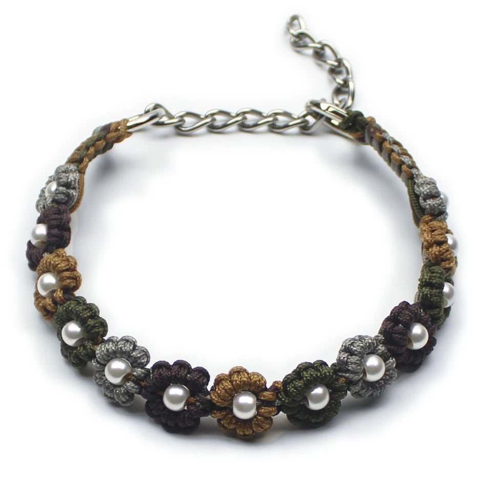 Lindo Único Hecho a Mano Paracord Colorido Diseño de Flores Collar de Perro Accesorio para Mascotas Foto 4 de 4