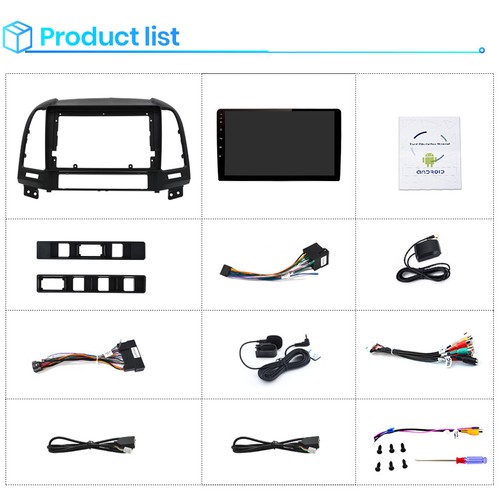 9"2Din Android Car Radio GPS Sat Navi WIFI USB BT For Hyundai Santa Fe 2006-2012 - Foto 12 di 12