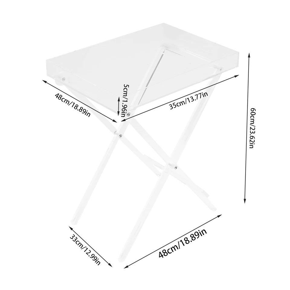 Foldable Table Acrylic Transparent Table Sofa Snack Coffee Laptop End Side Table - Image 2 of 4