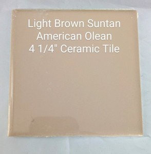 Vintage 4 1/4" American Olean Tile Sandlewood / Suntan Light brown Reclaimed