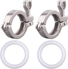 Sanitary Stainless Steel Tri-Clamp - Heavy 1.5 Tri Clamp (2 pack), Metallic 