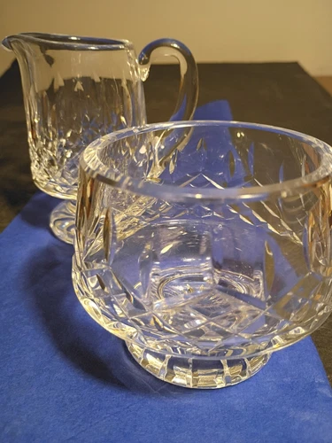Vintage Set Waterford Crystal Lismore Footed Open Sugar Bowl & Creamer  Classic