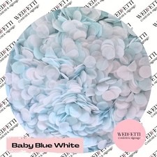 Baby Blue White paper confetti circles - Biodegradable (grams)