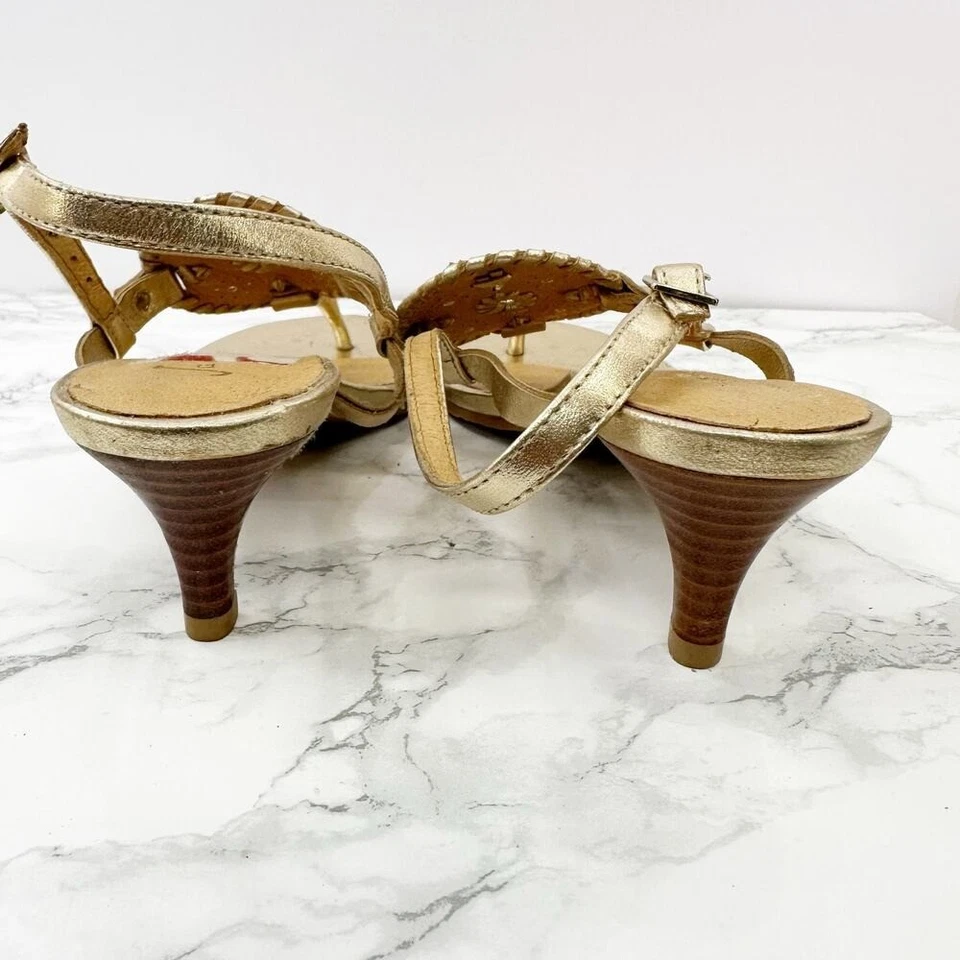 Sandalias de tacón Jack Rogers Georgica Gold Kitten talla 6,5 Foto 2 de 4