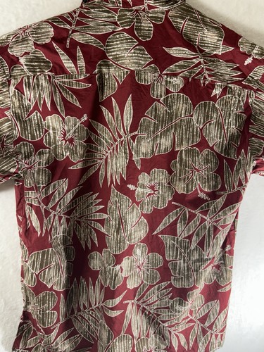 Cooke Street Hawaiian Shirt Medium Floral Reverse Print Leaf Cotton USA Made Vtg - Picture 4 of 9