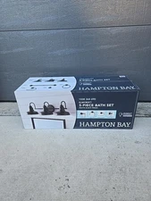 Hampton Bay Elmcroft 29 in. 3-Light Matte Black Farmhouse Vanity Light 5-Piece