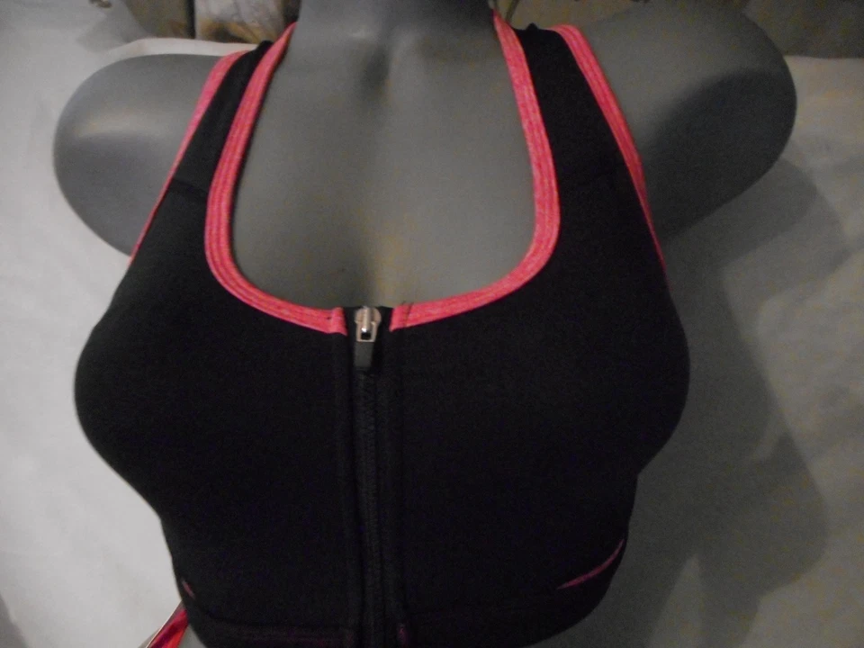 Sujetador deportivo Marika para mujer cremallera delantera corredor espalda rosa/negro copas extraíbles XS Foto 4 de 4