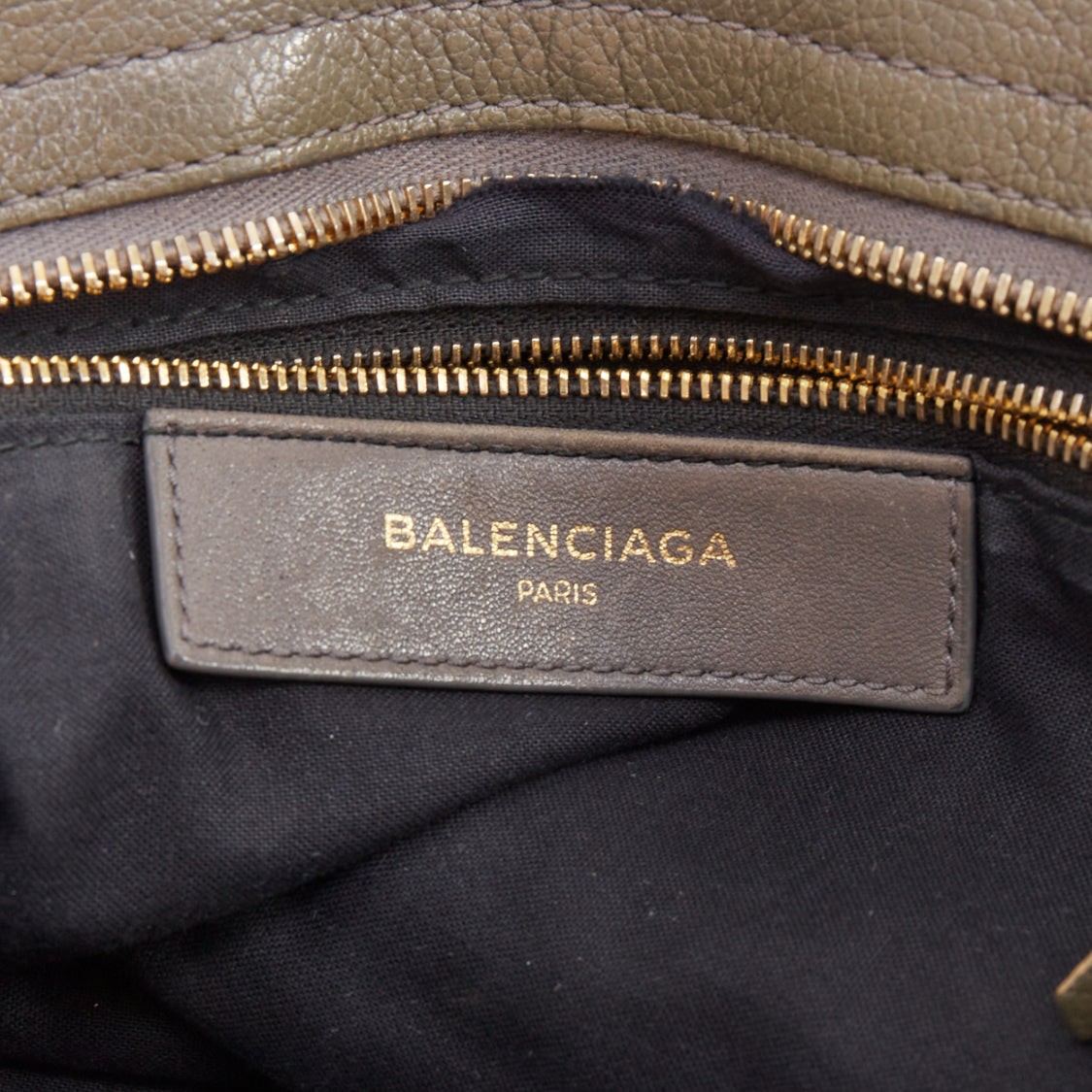 BALENCIAGA Classic Metallic Edge City grey leather gold trim
