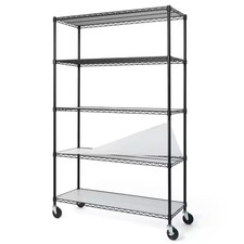 Black 5-Tier Adjustable Welded Steel Heavy Duty Garage Storage Unit Shelving wit