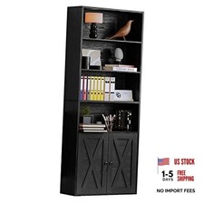 Industrial Bookshelves and Bookcases with Doors Floor Standing 6 Vintage Black