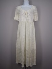Shein Ivory Lace Milkmaid Cottagecore Midi Dress Size Small