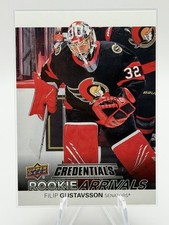 Filip Gustavsson RC 2021-22 UD Credentials #RA-27 ROOKIE ARRIVALS - Senators