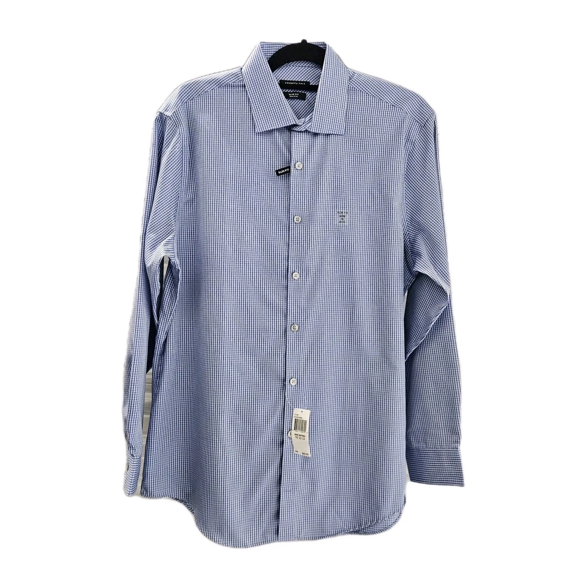 Chemise habillée non-iron Slim en twill de coton uni bleu marine Father