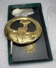Robert Emmet Claddagh Solid Brass Door Knocker • Vintage Irish Celtic Cross OB