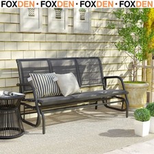 3-Seat Glider Rocking Chair for 3 People Garden Bench Patio Furniture Metal