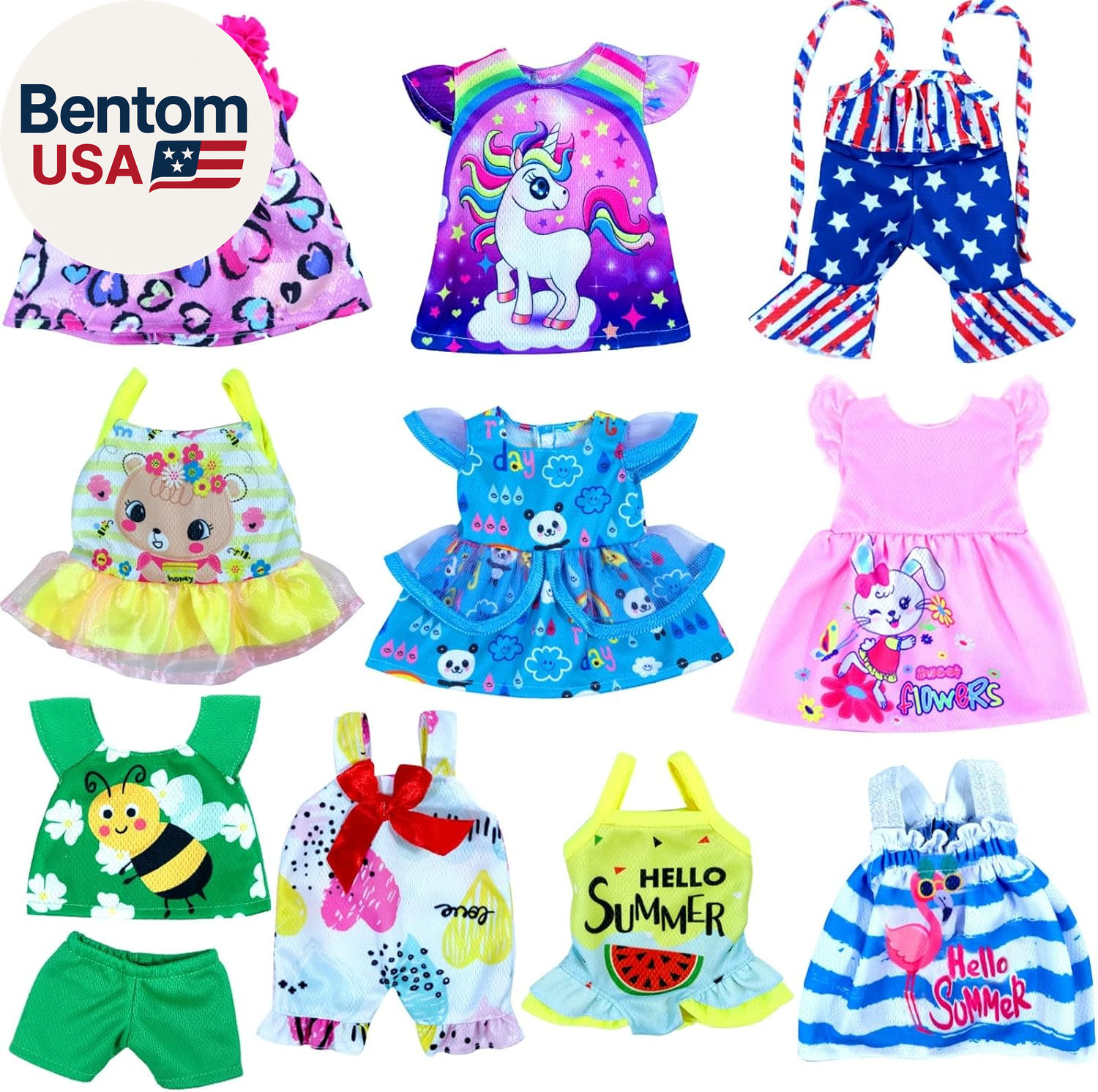 12 Inch Alive Baby Doll-Clothes and Accessories - 10 Sets Clothes for 10-12 Inch