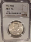 1963-D NGC MS65 FBL FULL BELL LINES FRANKLIN *** SUPERB WHITE MINT STATE GEM ***