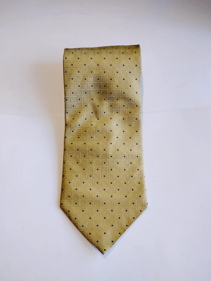 Corbata larga texturizada bordada azul dorado seda pura Valerio Garati de diseñador Foto 2 de 4