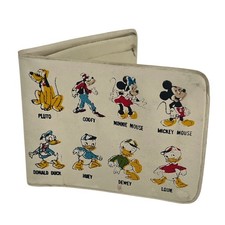 Vintage 1970s Disney Character Vinyl Wallet  Mickey Donald Goofy and Friends