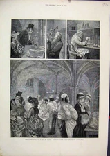 Old Antique Print Preparations City Feast 1872 Guildhall Kitchen Sketches 19th