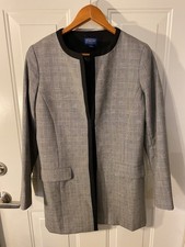 Vintage Pendleton Womens Black Houndstooth 100 Virgin Wool Long Blazer Jacket 6