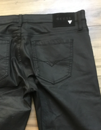 GUESS Herren Coated Jeans Denim Straight Logo Mid Rise Zipper Side Stretch Blk 34 - Bild 7 von 10