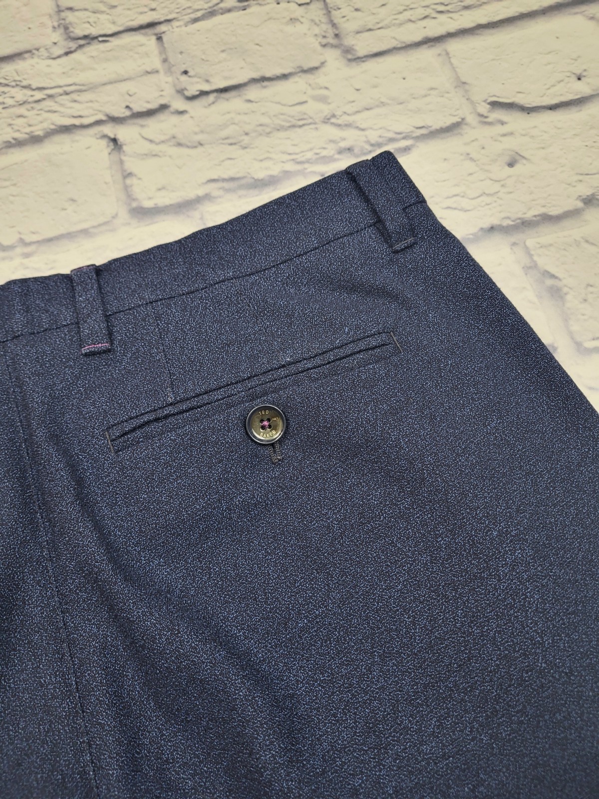 Ted Baker Pants Navy Blue Solid Flat Front Polyes… - image 6