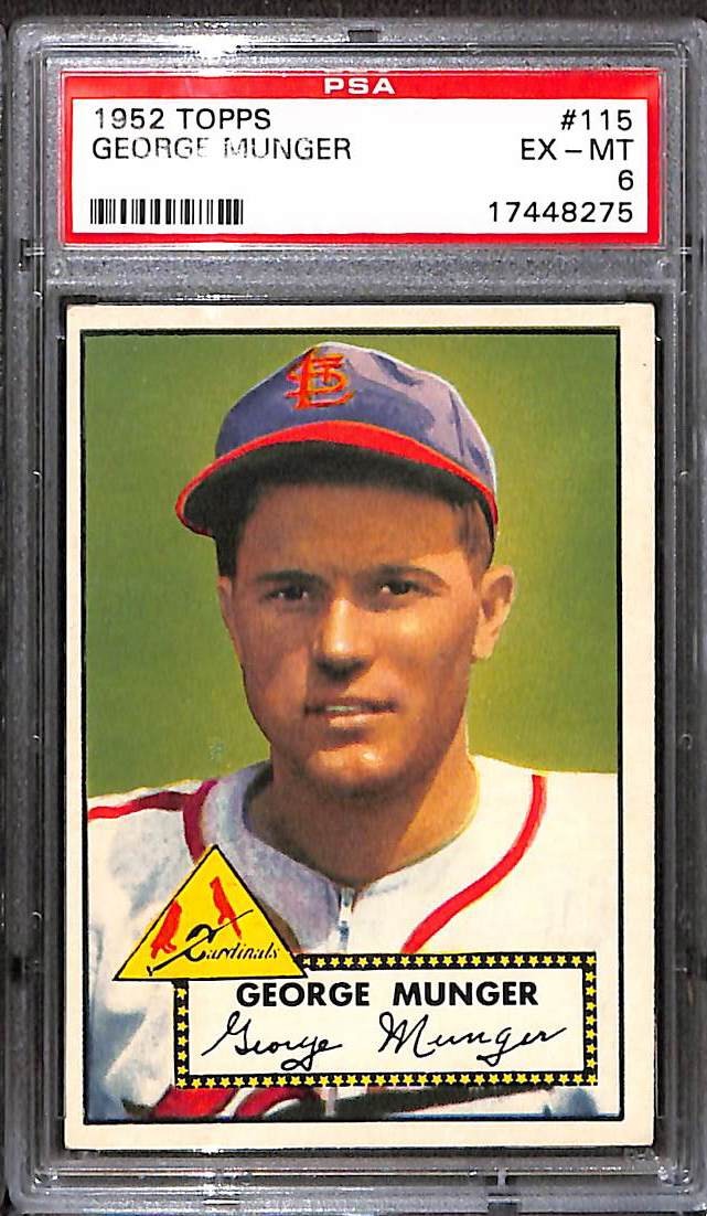 1952 Topps #115 GEORGE MUNGER PSA 6 EX-MT 17448275 