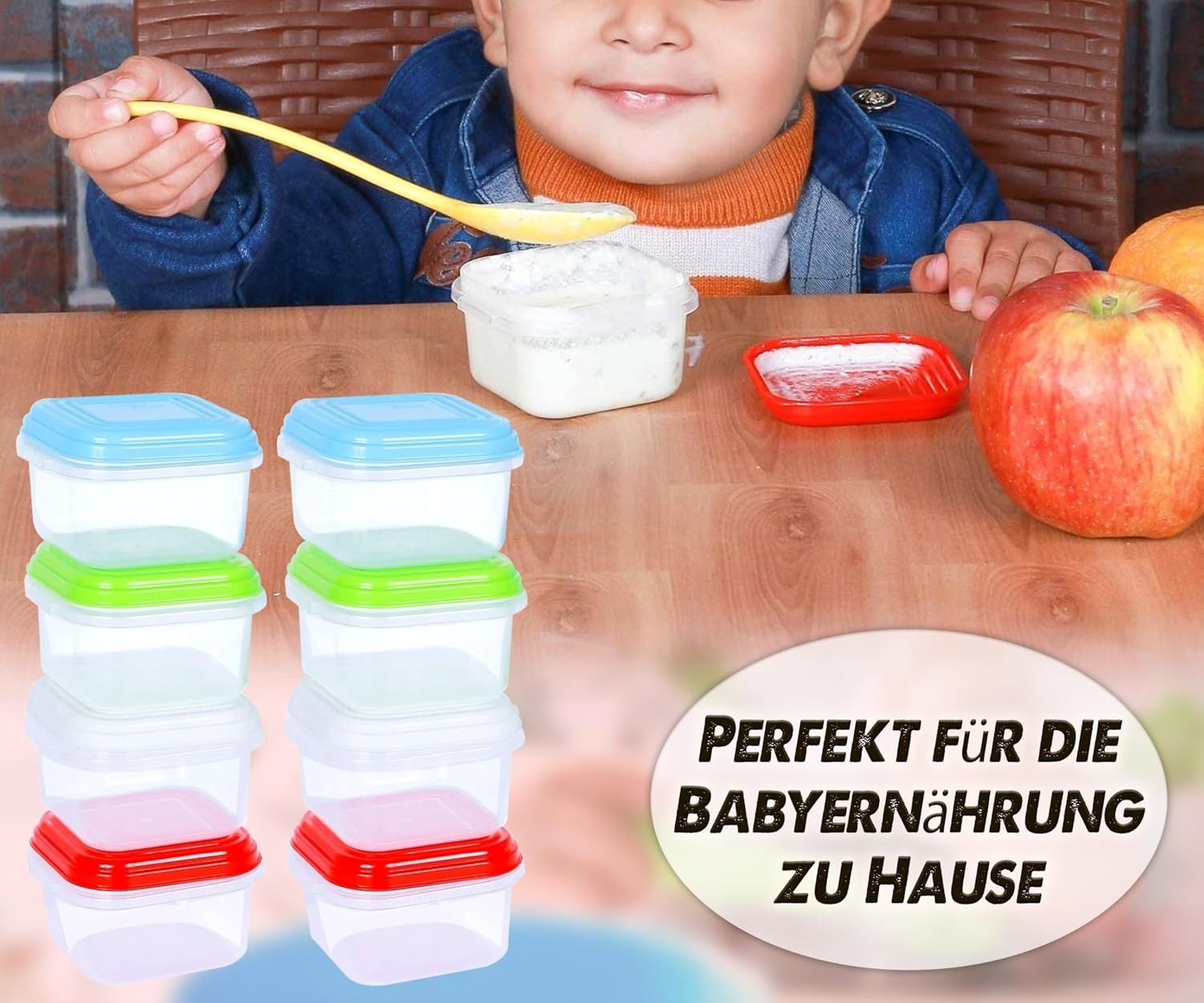 ARSUK Baby Food Containers 4oz/120ml - 120 ml X 8 PCS, 120 X 8 PCS 
