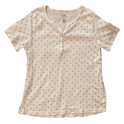Women's CROFT & BARROW Polka Dot Henley Short-Sleeve T-Shirt Size 1X