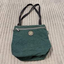 Borsa a tracolla Kipling trasporto privato stropicciata nylon verde hobo boho