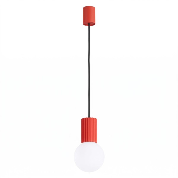 HäNgelampe Glas Aluminium Rot Blendarm Satiniert G9 Ø12 Cm Pendelleuchte KüChe-image