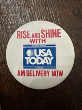 Vintage USA Today Button The Nation's Newspaper Pin Pinback Rise & Shine Rare