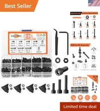 Durable 830 Pcs M2 Fasteners Kit - Black Zinc Plated for Versatile Repairs