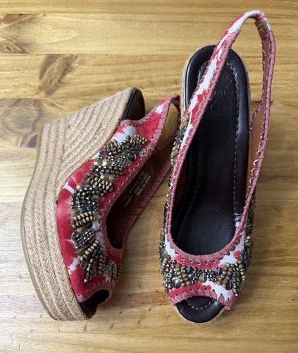 Anthropologie Bacio 61 Wedge Sandals Leather Vintage Y2K 7.5