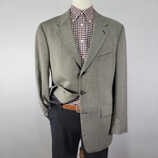 Chaps Ralph Lauren Men's Sport Coat Blazer Three Button Gray Herringbone 42L