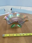 Northwood Glass Antique Green Iridescent Carnival Glass Candy Trinket Dish 7"