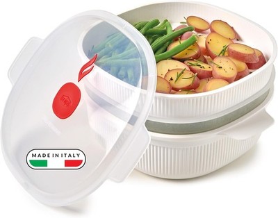 Snips Mikrowellen-Dampfgarer 4L mit 2 Körben, Mikrowellenherd für Gemüse, Fisch