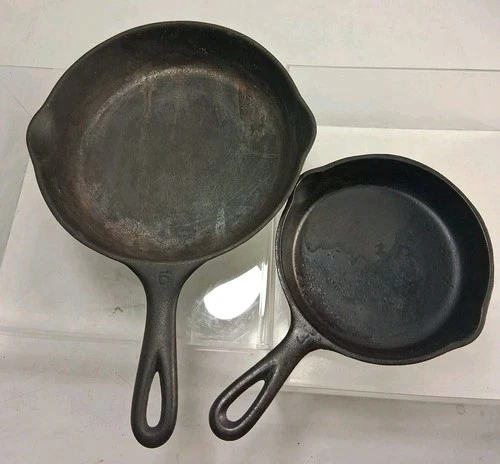 Wagner Ware Sidney -O- No. 6 Skillet Item # 1056 H  No. 3 # 1053 P Lot