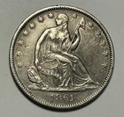 1861 O  SEATED LIBERTY HALF DOLLAR AU