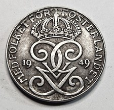 1949 Sweden 2 Two Ore - Iron Coin - Swedish - World Coin - Europe