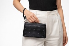 MCM Visetos astuccio pochette mini bag borsa cosmetica small nero borsa logo