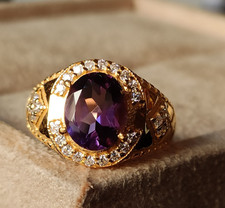 Natural Amethyst Ring 925 Sterling Silver Stylish Mens Ring, Hand MAde Ring