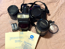 Minolta Maxxum 7000i 35mm SLR Film Camera Lot Lenses 3200i Flash Manuals